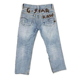 G-Star RAW Denim Jeans Embroidered Logo Blue Cotton Stretch 32x29